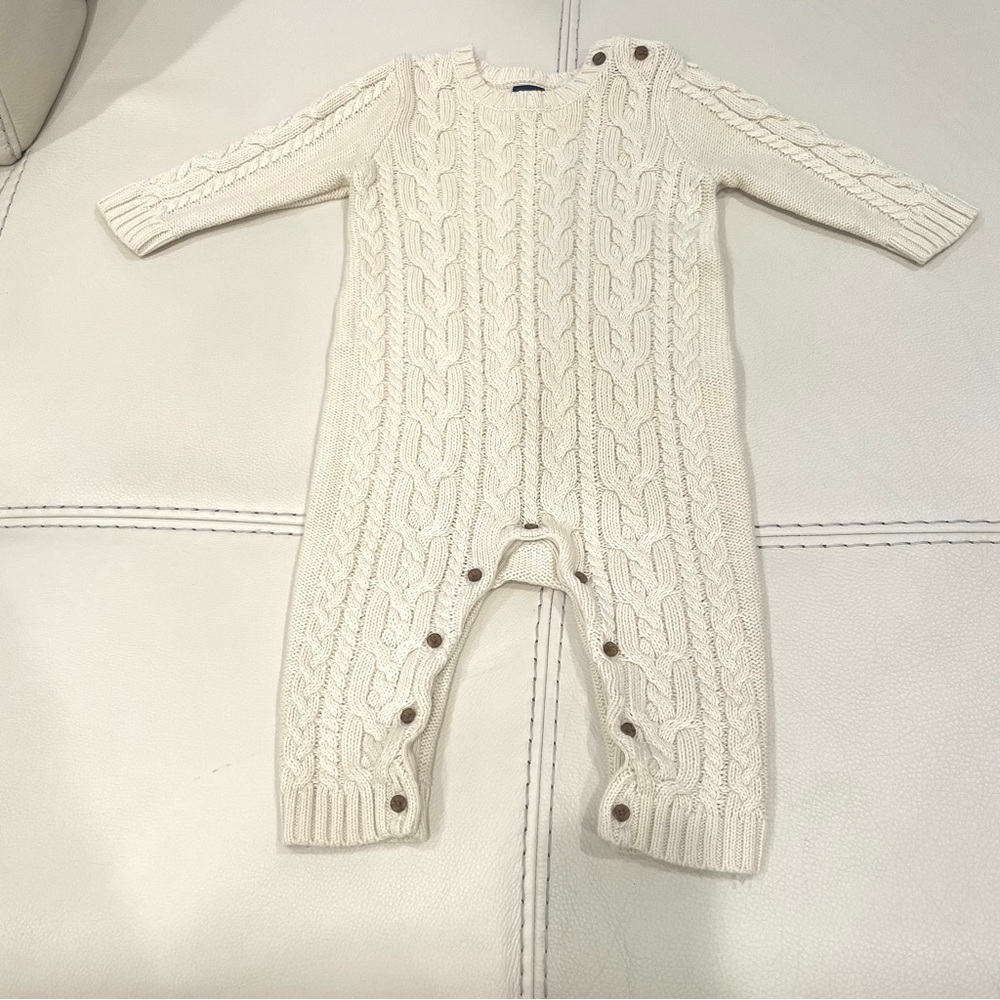 Baby Gap Cotton Cream Cable-knit Onesie Romper One-Piece Size 6-12 months